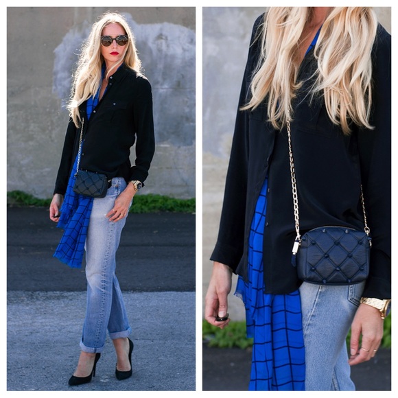 J. Crew Cerulean Blue Window Pane Silk Scarf - Picture 2 of 10